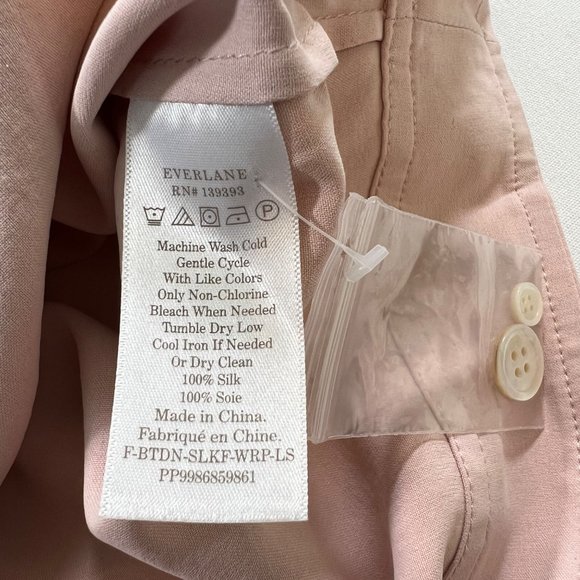Everlane Washable Silk Wrap Top in Rose Size 00 NEW! - Picture 7 of 9